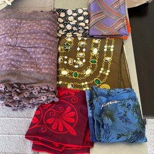 6 Scarf Lot 🧣 - mostly silk